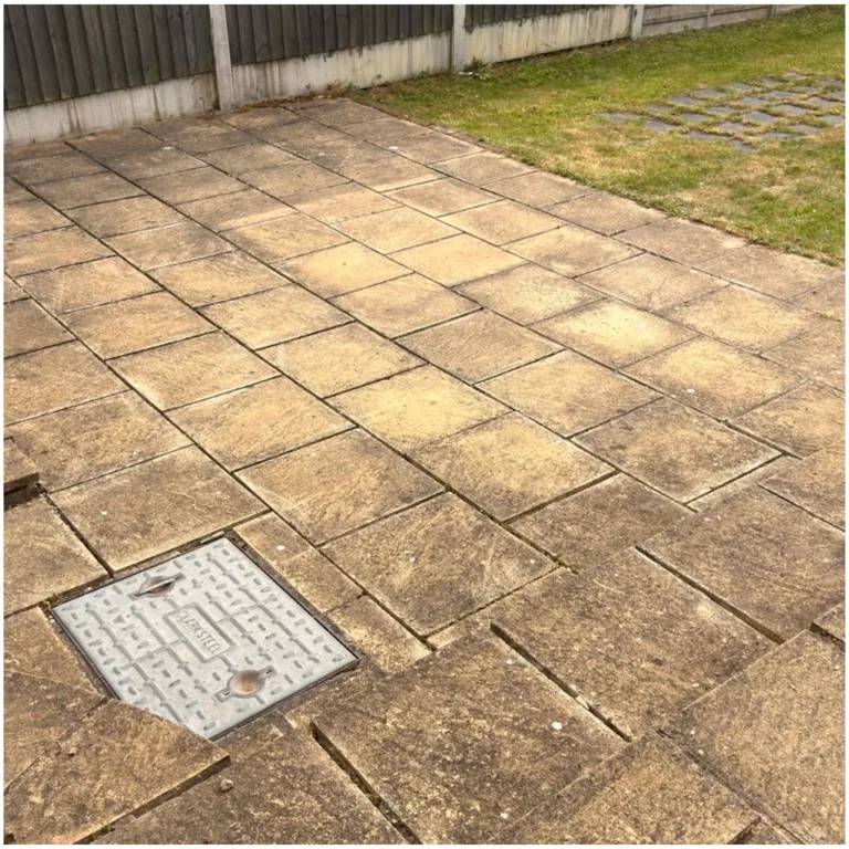 Weeds cleared from the paving